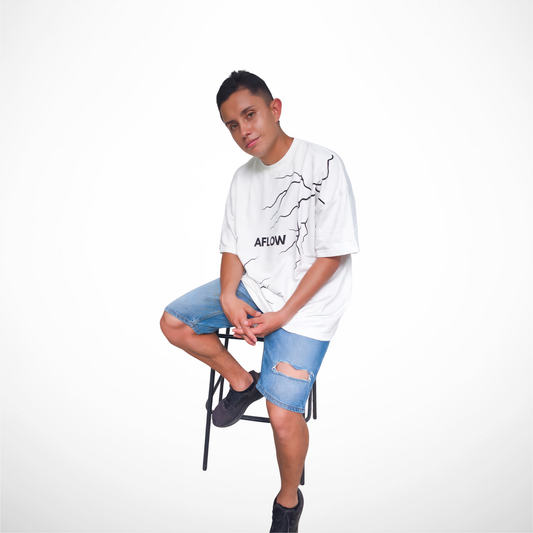 Camiseta Oversize Urbano – Marfil Rayo