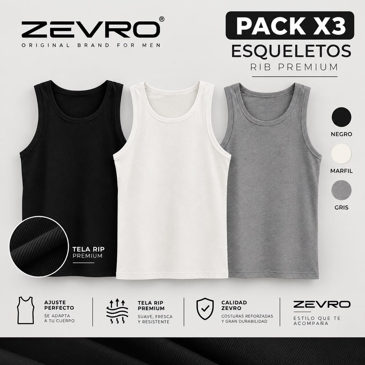 PACK X3 ESQUELETOS PARA HOMBRE | ZEVRO