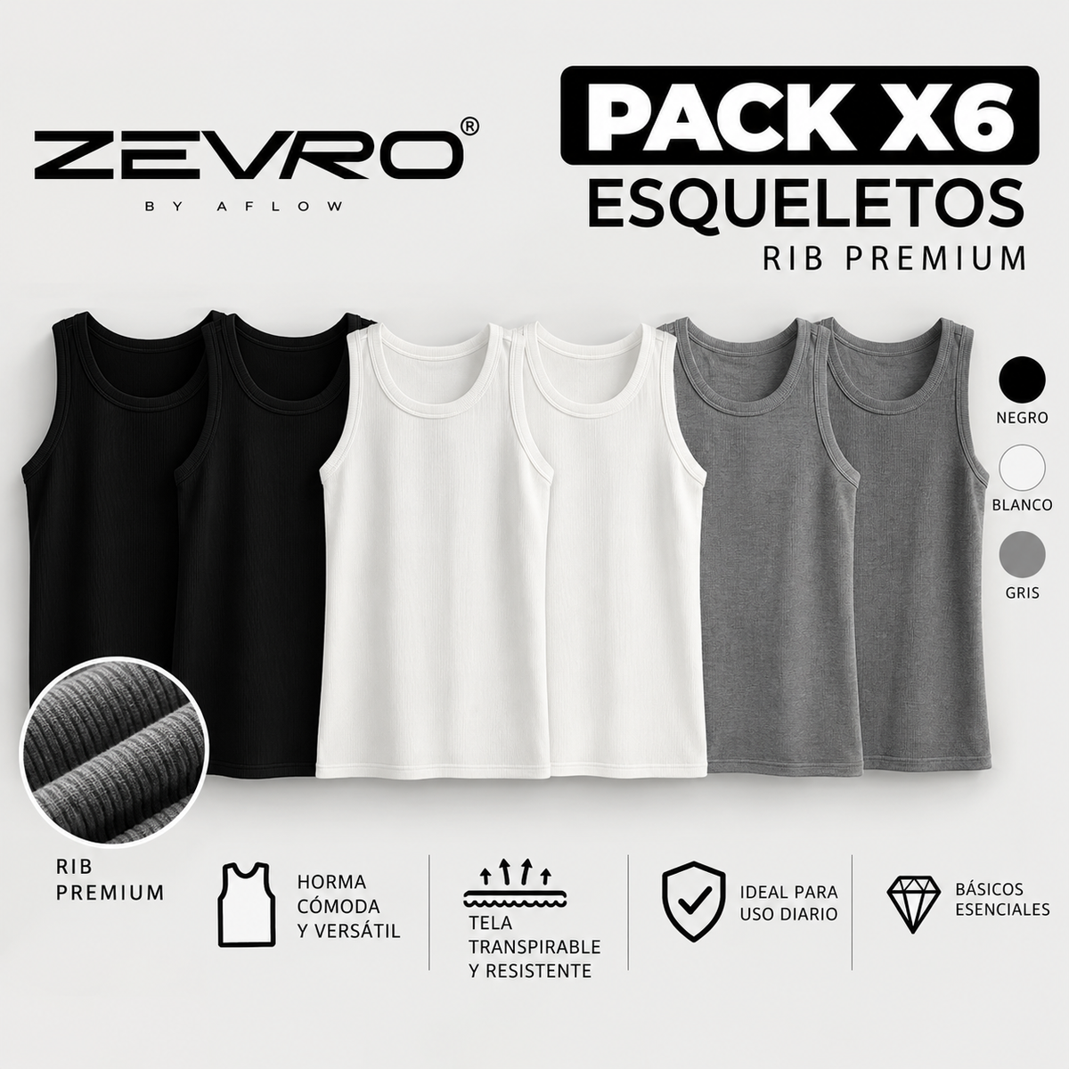 PACK X6 ESQUELETOS PARA HOMBRE | ZEVRO