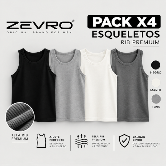 PACK X4 ESQUELETOS PARA HOMBRE | ZEVRO