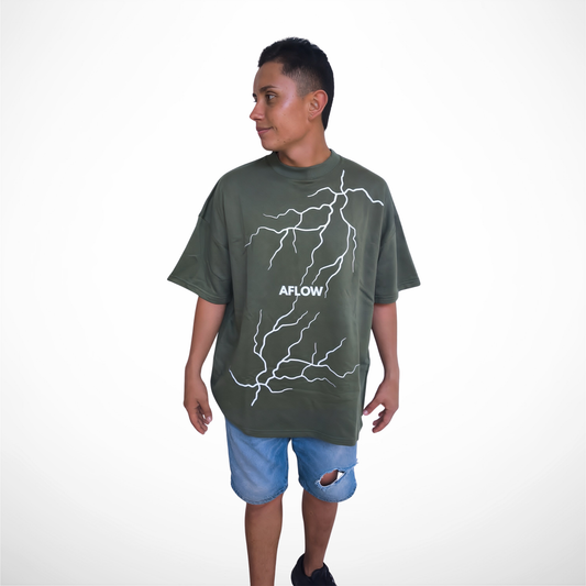 Camiseta Oversize Urbano – Verde Oliva Rayo