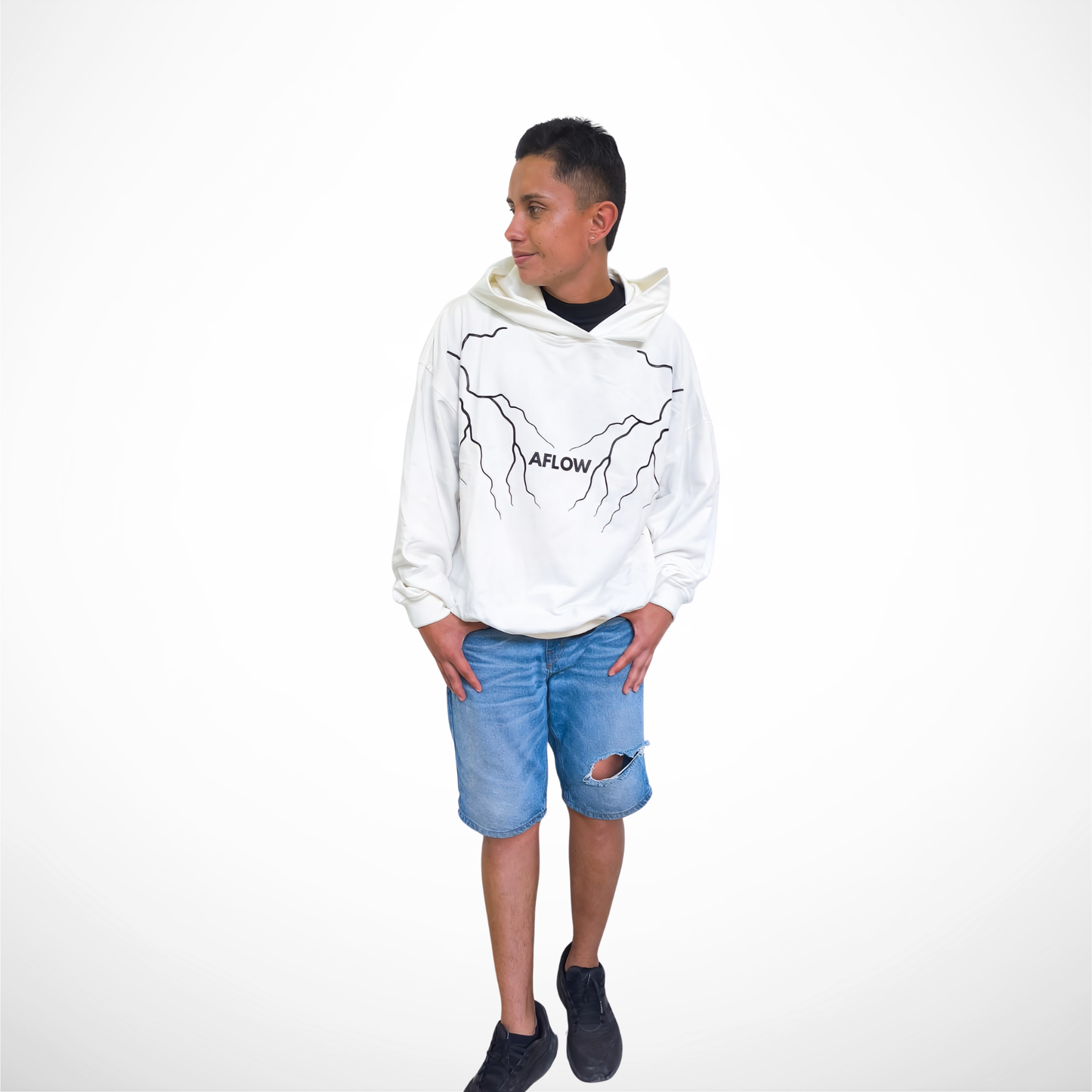 Buzo Oversize Urbano – Marfil Lightning