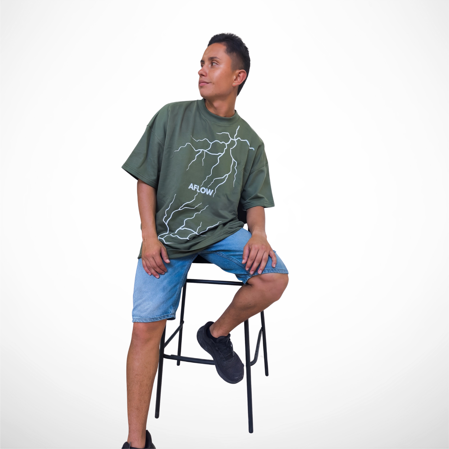 Camiseta Oversize Urbano – Verde Oliva Rayo