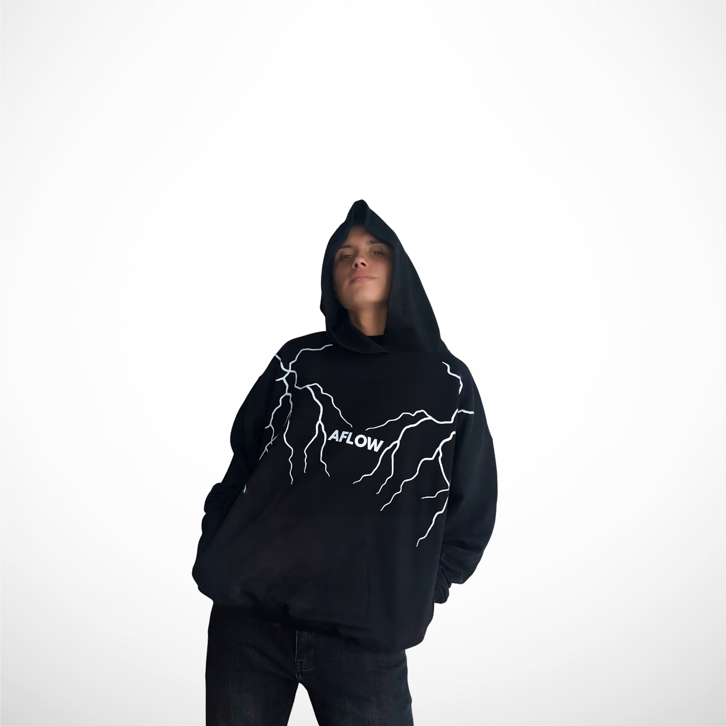 Buzo Oversize Urbano – Negro Lightning