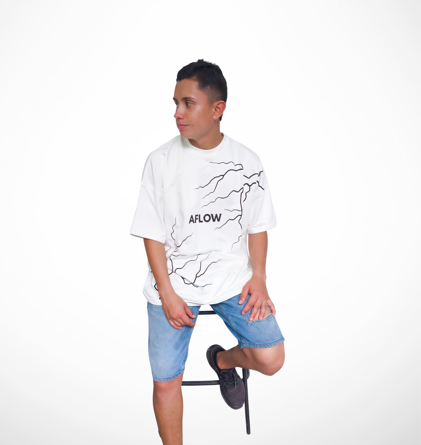 Camiseta Oversize Urbano – Marfil Rayo