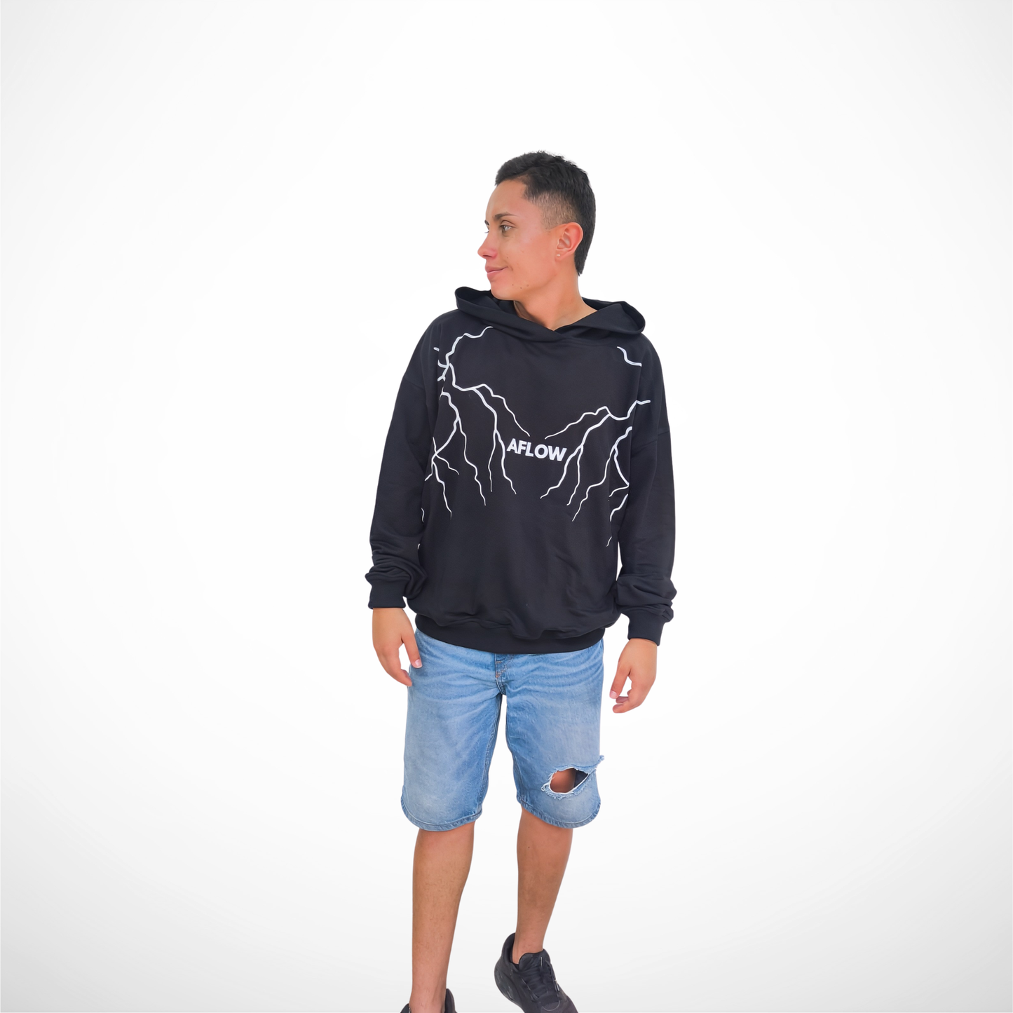 Buzo Oversize Urbano – Negro Lightning
